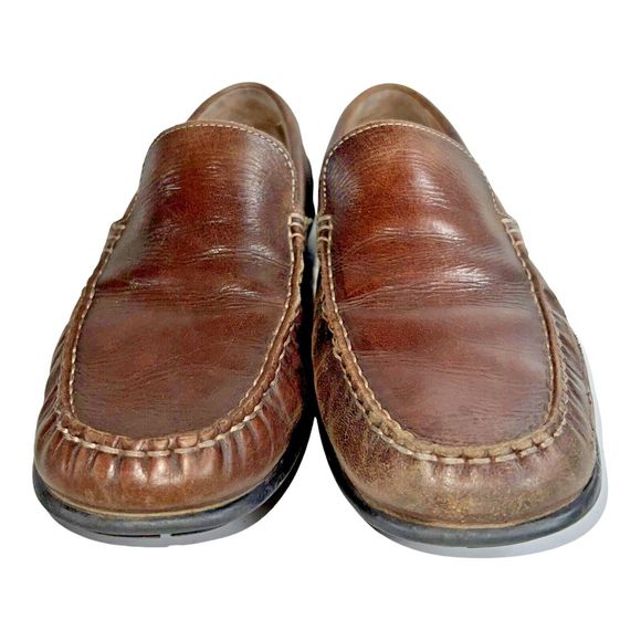 Ecco Size US 8/8.5 Classic 2.0 Loafer Shoes Brown Moc Toe Leather Slip-On - Picture 3 of 12